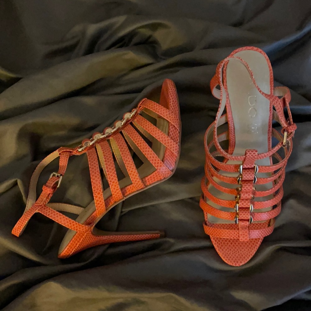 NWOT Aldo sandals, orange, 4.5” heels